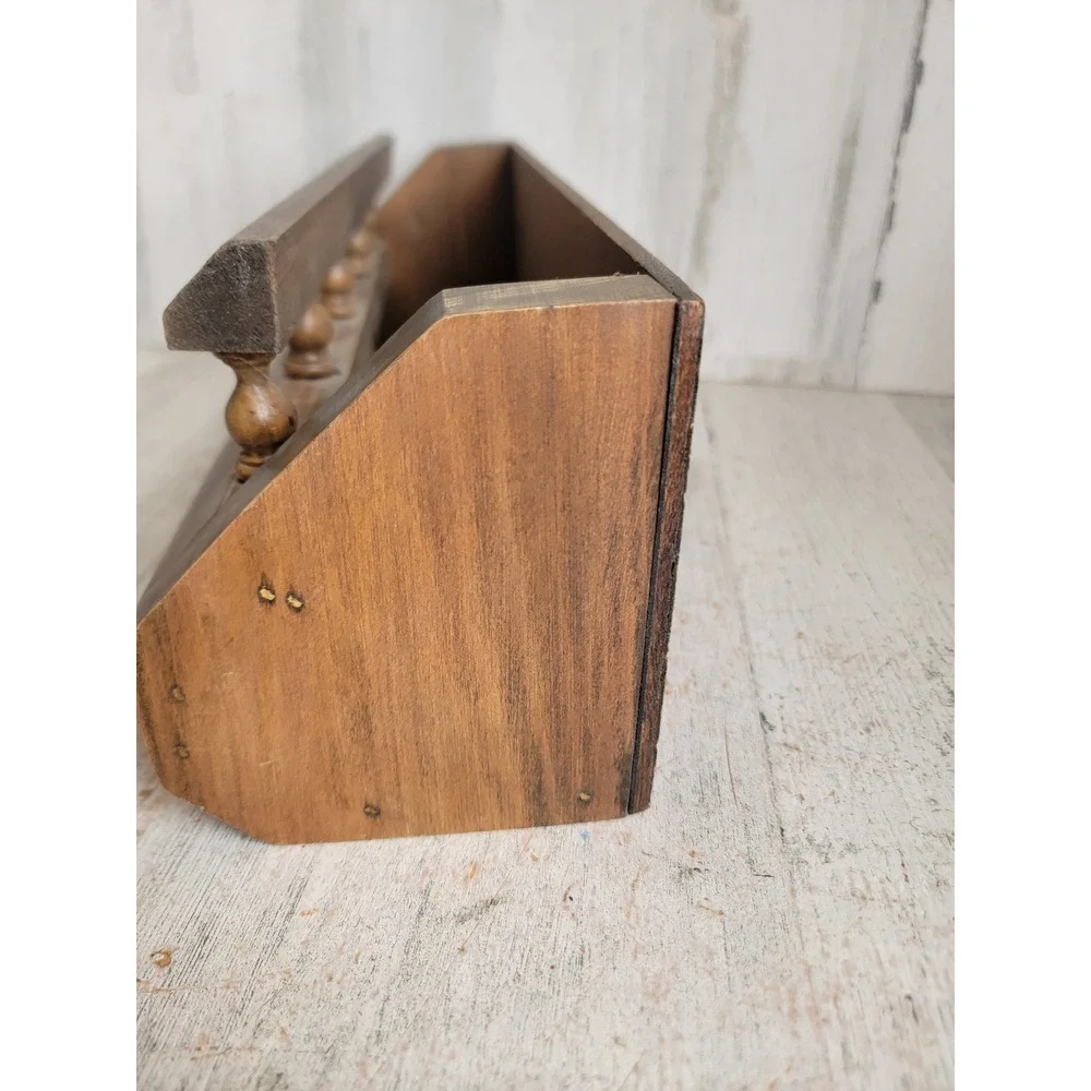 Vintage wooden spice rack napkin letter holder wall unique home decor figure